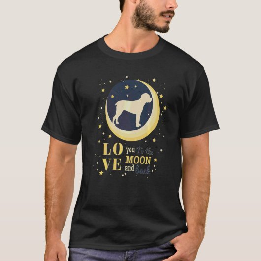 マスティフイタリアンケーンコルソを月に愛する Tシャツ (正面)