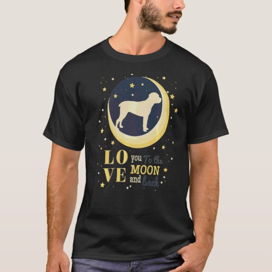 マスティフイタリアンケーンコルソを月に愛する Tシャツ (正面)