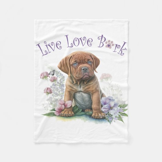 マスティフドッグママフローラ フリースブランケット (正面)