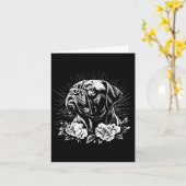マスティフドッグ恋人レトロスタイルタトゥー カード (黄色い花)