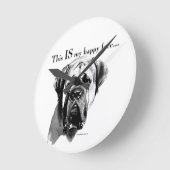 マスティフハピー顔 ラウンド壁時計 (傾斜)