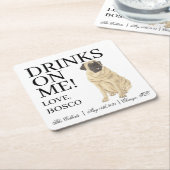 マスティフパーソナライズされたドッグ結婚ズ スクエアペーパーコースター (アングル)