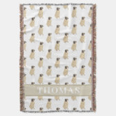 マスティフパーソナライズされたピンク&ホワイト スローブランケット (正面縦)