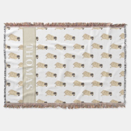 マスティフパーソナライズされたピンク&ホワイト スローブランケット (正面)