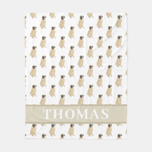 マスティフパーソナライズされたピンク&ホワイト フリースブランケット (正面)