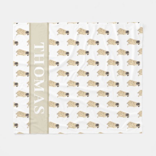 マスティフパーソナライズされたピンク&ホワイト フリースブランケット (正面(横))