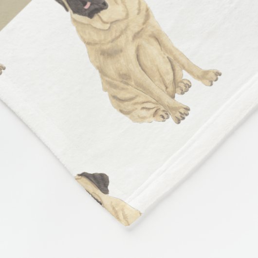 マスティフパーソナライズされたピンク&ホワイト フリースブランケット (角)