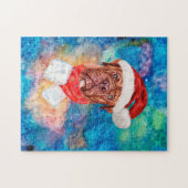 マスティフフランスのは犬のクリスマスを育てる ジグソーパズル (横)