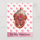 マスティフフランスのは私のバレンタイン犬になる シーズンポストカード (正面)