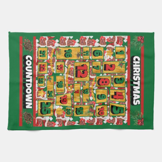 マスティフフランスのカウントダウンクリスマス降臨カレンダー キッチンタオル (横)