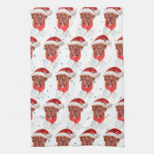 マスティフフランスの犬がクリスマスを育てる キッチンタオル (縦)