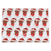 マスティフフランスの犬がクリスマスを育てる ラージペーパーバッグ (正面)