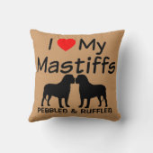 マスティフ二匹の犬の枕が大好き クッション (裏面)