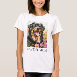マスティフ母の水彩犬のシャツ Tシャツ