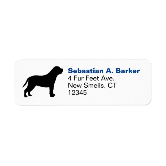 マスティフ犬の品種シルエット差出人住所ラベル ラベル (正面)
