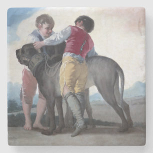 マスティフ犬を飼った少年たち(by Francisco Goya) ストーンコースター