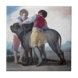 マスティフ犬を飼った少年たち(by Francisco Goya) タイル