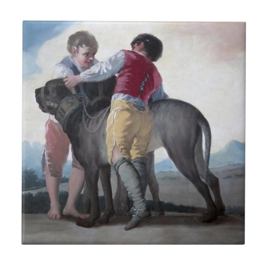 マスティフ犬を飼った少年たち(by Francisco Goya) タイル (正面)