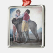 マスティフ犬を飼った少年たち(by Francisco Goya) メタルオーナメント (左)