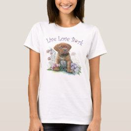 マスティフ犬ママ フローラル Tシャツ