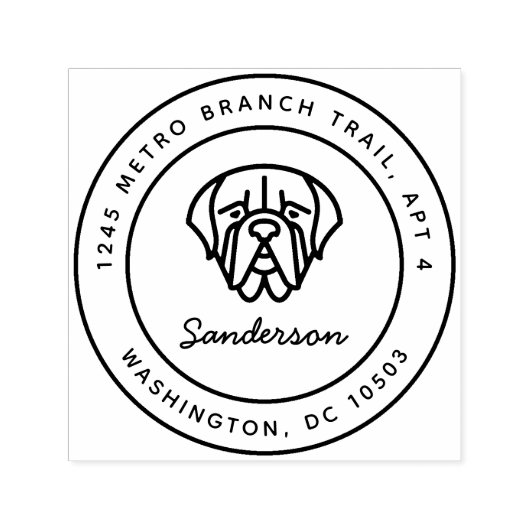 マスティフ犬差出人住所スタンプ自己インク セルフインキングスタンプ (デザイン)