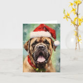 マスティフ・クリスマスブラシ絵画のアートワーク カード (黄色い花)