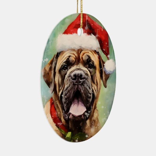 マスティフ・クリスマスブラシ絵画のアートワーク セラミックオーナメント (右)