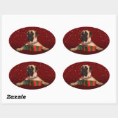 マスティフ・クリスマス 楕円形シール (シート)