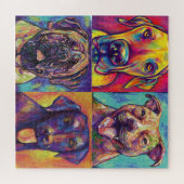 マスティフ、グレートダン、ブラックラボ、ピットブル – パズル (横)