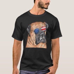 マスティフ・サングラス米国国旗7月F4日 Tシャツ