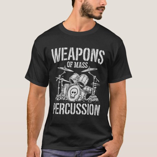 マスパーカッションおもしろいドラムセットDの武器 Tシャツ (正面)
