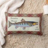 マスフィッシュレッドオレンジプレイド腰椎装飾用クッション ランバークッション (ブランケット)