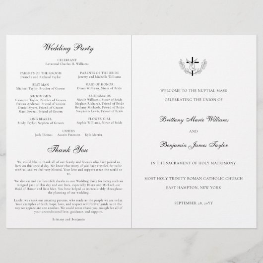 マスプログラム結婚でカトリックの儀式を行う (正面)