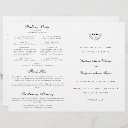 マスプログラム結婚でカトリックの儀式を行う (正面/裏面)