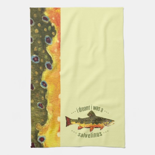 マスユーモアのある魚釣り キッチンタオル (縦)