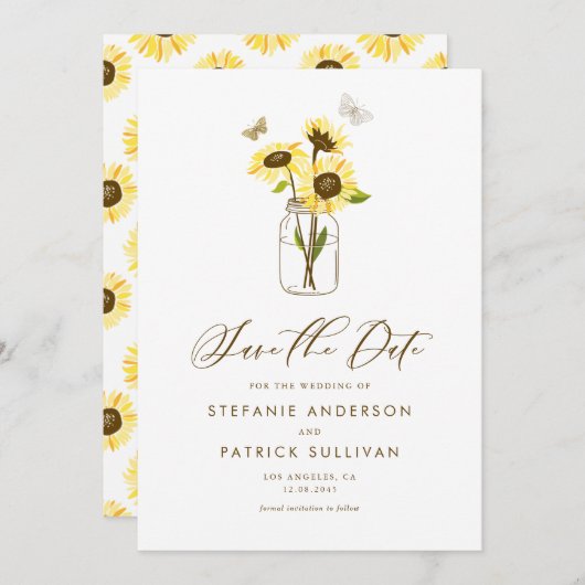 マスンジャーにひまわり Save the Date 発表 招待状 (正面/裏面)