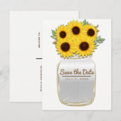 マスンジャーに入ったひまわり ラスティックチックな雰囲気のSave the Date 案内ポストカード (正面/裏面)