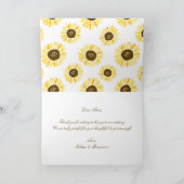マスンジャーに黄色のひまわり 結婚式のお礼状 サンキューカード (内部)