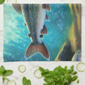 マス素晴らしフィッシュ！魚釣りキッチンタオル キッチンタオル (折り畳み)