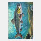 マス素晴らしフィッシュ！魚釣りキッチンタオル キッチンタオル (縦)