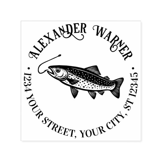 マス素朴、釣り針名差出人住所 セルフインキングスタンプ (デザイン)