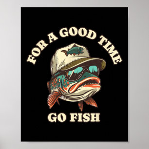 マス釣おもしろいり人魚釣りグッドタイムジョーク ポスター