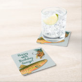 マス釣り大人誕生日 パーソナライズされた スクエアペーパーコースター (インサイチュ)