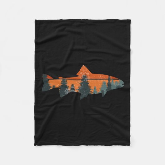 マス釣り自然屋外フィッシャーマンギフト フリースブランケット (正面)