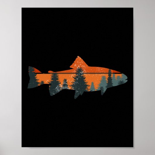 マス釣り自然屋外フィッシャーマンギフト ポスター (正面)