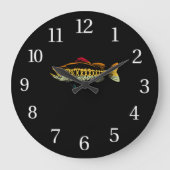 マス釣り自然屋外フィッシャーマンギフト ラージ壁時計 (正面)