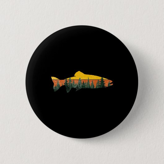 マス釣り野外フォレスト自然野生動物F 缶バッジ (正面)