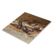 「マス釣り」西部芸術 フランク・フェラー作 タイル (側面)