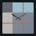 マス青灰色コットンシードオレンジレッドパターン スクエア壁時計<br><div class="desc">~</div>