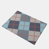 マス青灰色コットンシードオレンジレッドパターン ドアマット (アングル)